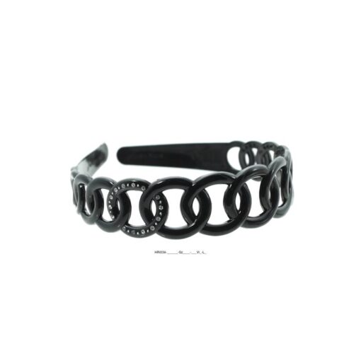 Haarreifen Ringe schwarz mit Strassteinen