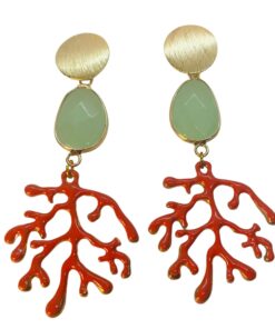 Statement Ohrring Miami Koralle Türkis Mattgold