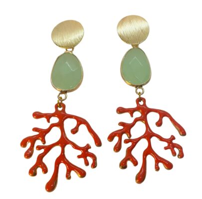 Statement Ohrring Miami Koralle Türkis Mattgold