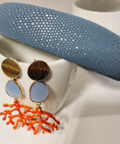 Ohrring Miami Koralle Hellblau Gold