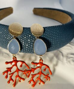 Ohrring Miami Koralle Hellblau Gold