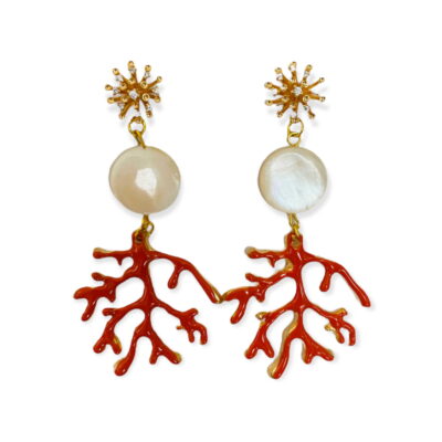 Ohrring Koralle Perlmutt