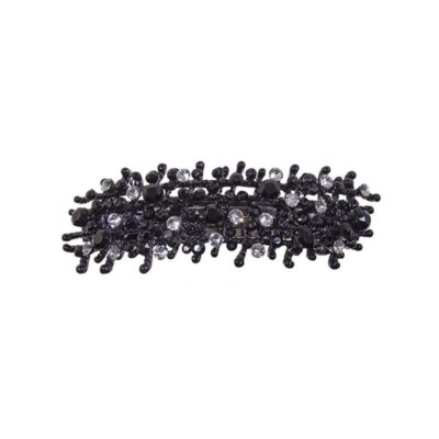 Patenthaarspange Gestell schwarz mit vielen Swarovskisteinen in unterschiedlicher Größe und Farbschattierungen schwarz cristall