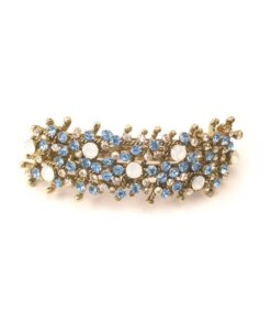 Patenthaarspange Gestell gold mit vielen Swarovskisteinen in unterschiedlicher Größe und Farbschattierungen bleu cristall