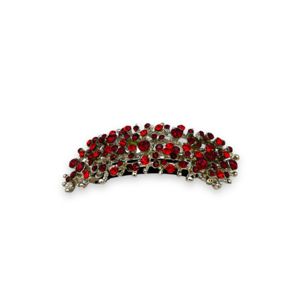silberne Haarspange mit roten Steinen