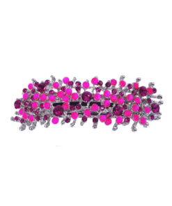 Patenthaarspange Gestell silber mit vielen Swarovskisteinen in unterschiedlicher Größe und Farbschattierungen Pink