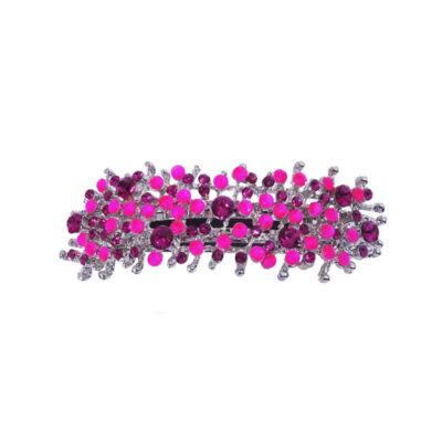 Patenthaarspange Gestell silber mit vielen Swarovskisteinen in unterschiedlicher Größe und Farbschattierungen Pink