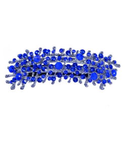 Patenthaarspange Gestell silber mit vielen Swarovskisteinen in unterschiedlicher Größe und Farbschattierungen royal blau