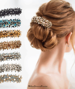 Frau mit Haarspange Premium Collection und verschiedene Farbvarianten der Spange