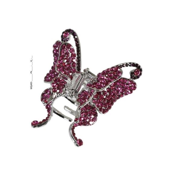 Haarklammer Schmetterling mit funkelnden Strasssteinen (pink)