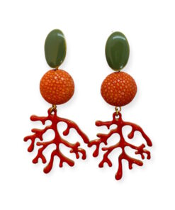 Ohrring Santa Barbara Koralle Sealeather Grün