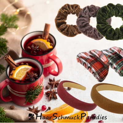 Haarschmuckstücke divers in Wintrefarben mit Wintertee